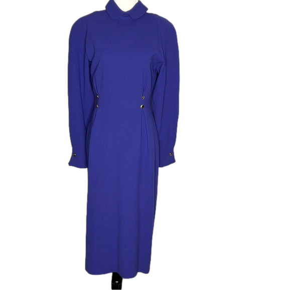 Selina blue woolen fitted collared dress size 6 - Picture 1 of 14